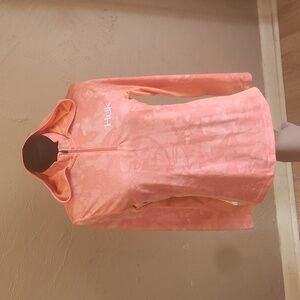 Huk🐠, womens, NWOT, coral, quarter zip, hooded shirt, lightweight size medium
